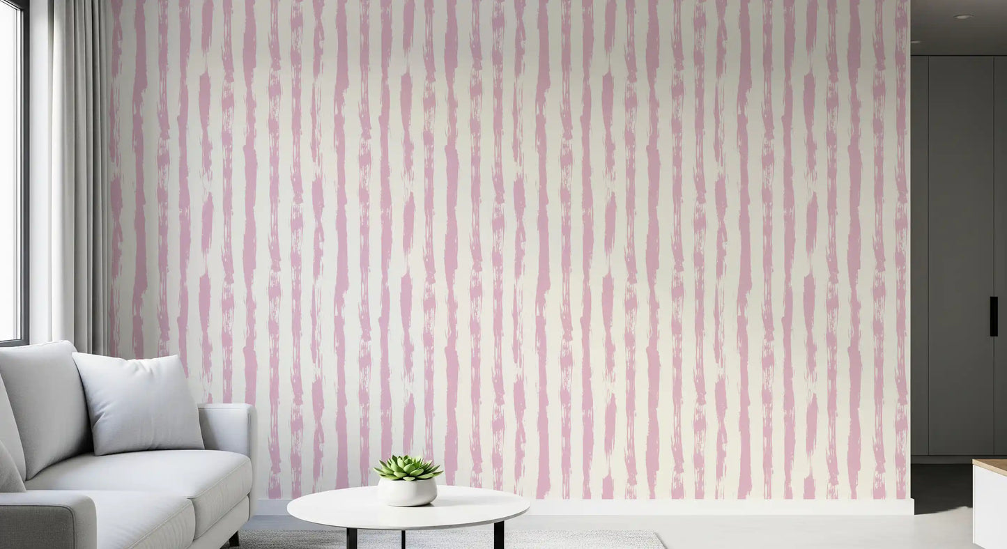 Blush Pink Painted Vertical Stripes Wallpaper⁠