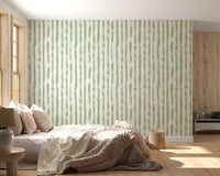 Sage Brushstroke Vertical Stripes Wallpaper⁠