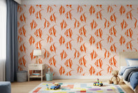 Angelfish wallpaper in a kids bedroom with a colourful rug and a wooden toy car GD12275