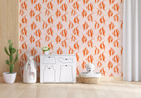 Orange angelfish wallpaper in a nursery with a giraffe toy and a woven basket GD12275