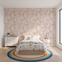 Pink Flamingo Tropical Palm Retreat Wallpaper⁠