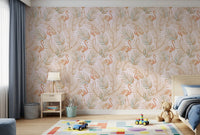 Pink Flamingo Tropical Palm Retreat Wallpaper⁠