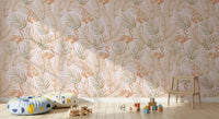 Pink Flamingo Tropical Palm Retreat Wallpaper⁠