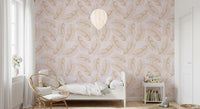 Golden Palm Leaf Outline Pattern Wallpaper⁠