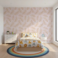 Golden Palm Leaf Outline Pattern Wallpaper⁠