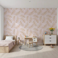 Golden Palm Leaf Outline Pattern Wallpaper⁠