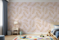 Golden Palm Leaf Outline Pattern Wallpaper⁠