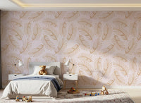 Golden Palm Leaf Outline Pattern Wallpaper⁠