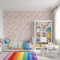Golden Palm Leaf Outline Pattern Wallpaper⁠