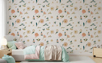 Soft Blush Floral Sketch Wallpaper⁠