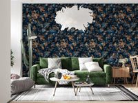 Midnight Copper Floral Bloom Wallpaper⁠
