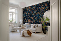 Midnight Copper Floral Bloom Wallpaper⁠