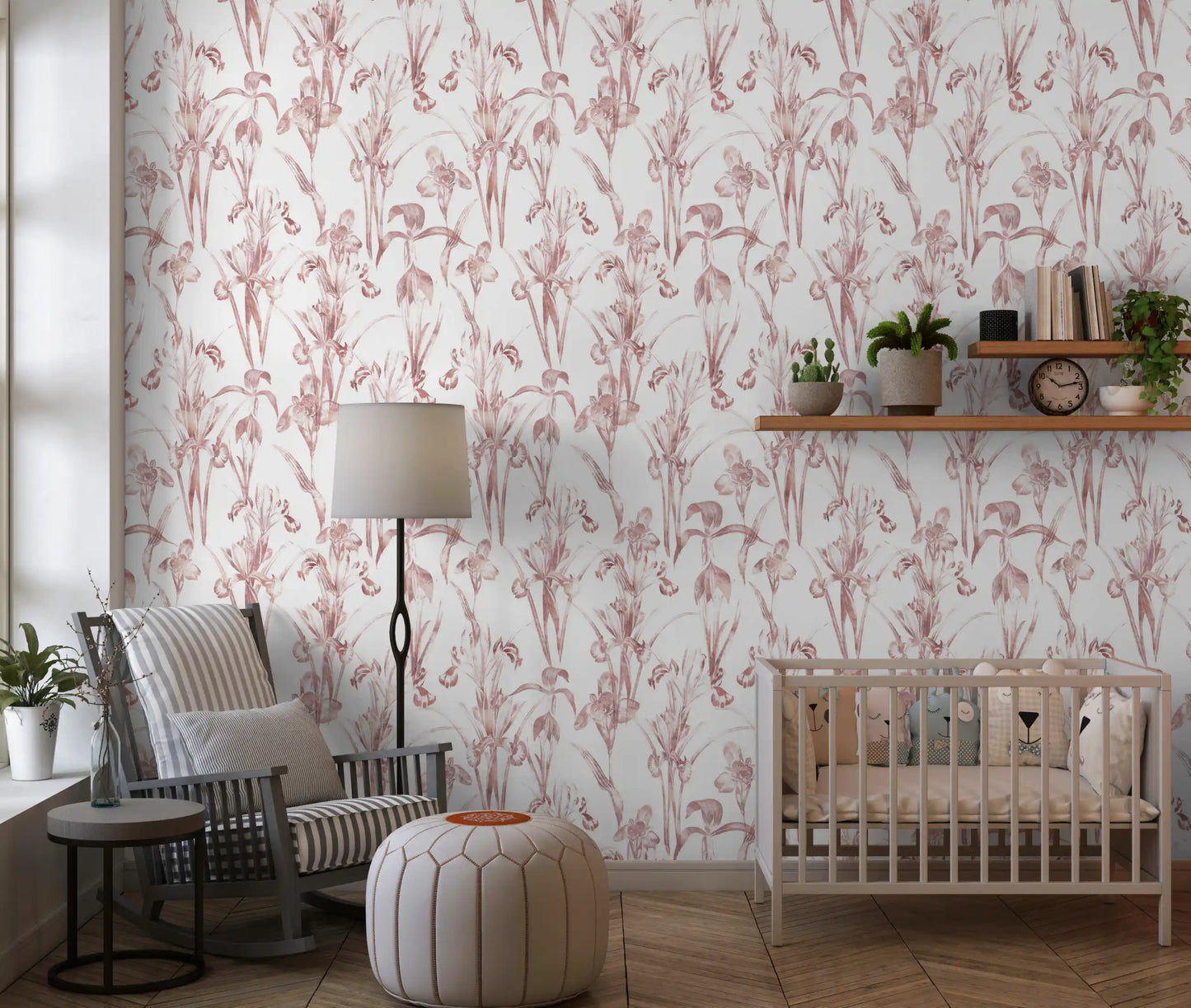Ethereal Blush Iris Garden Wallpaper⁠