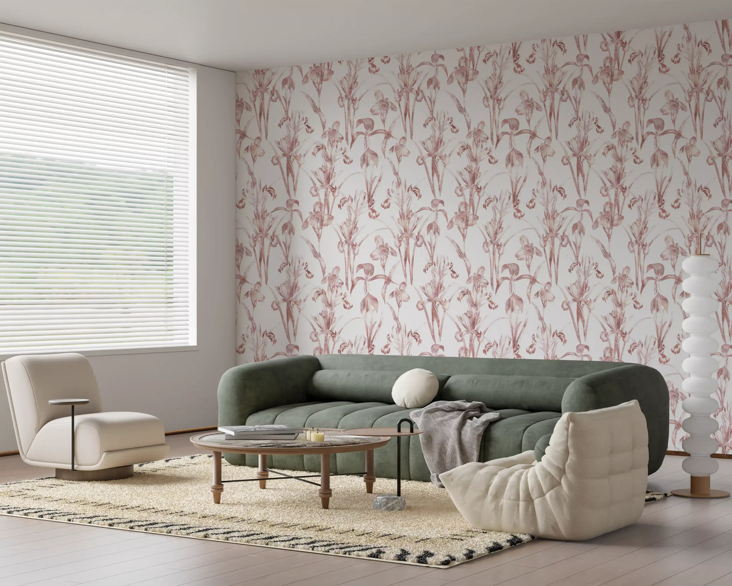 Ethereal Blush Iris Garden Wallpaper⁠