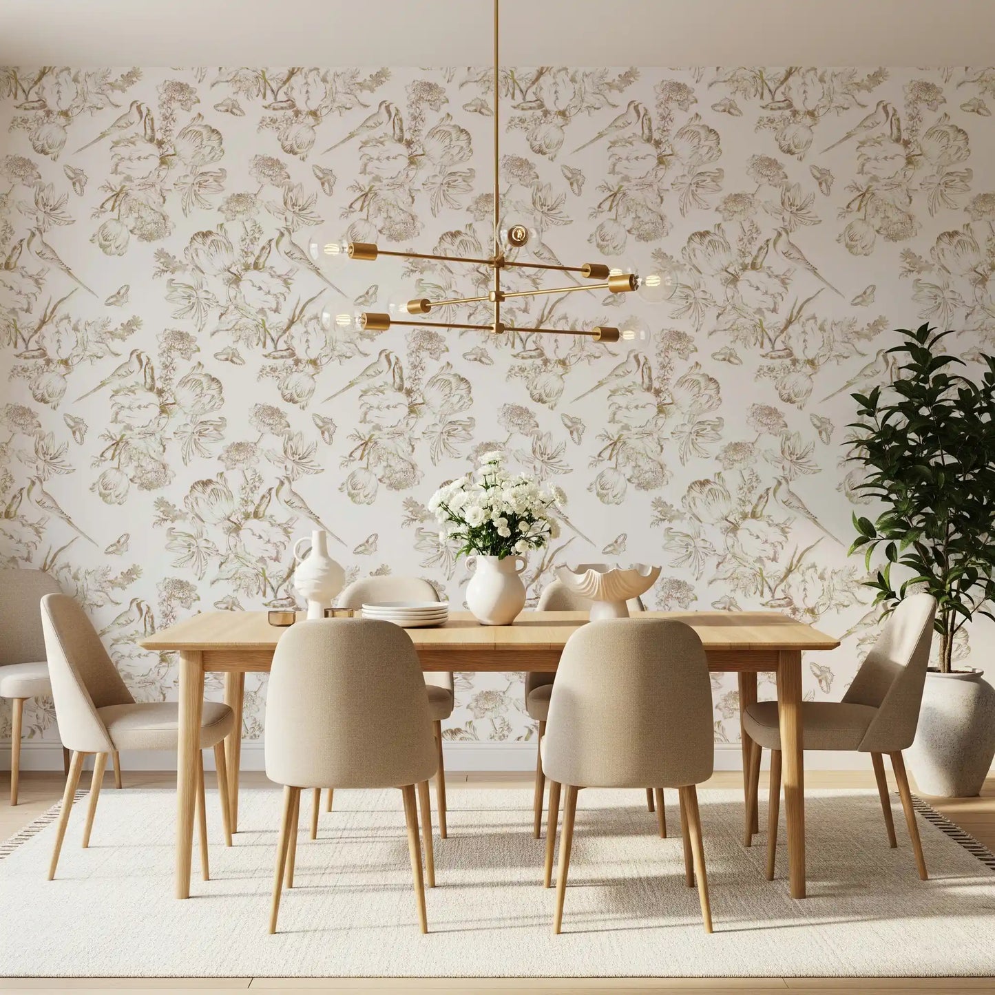 Ethereal Winged Meadow Motif Wallpaper⁠
