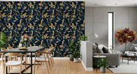 Midnight Flora Brushwork Wallpaper⁠