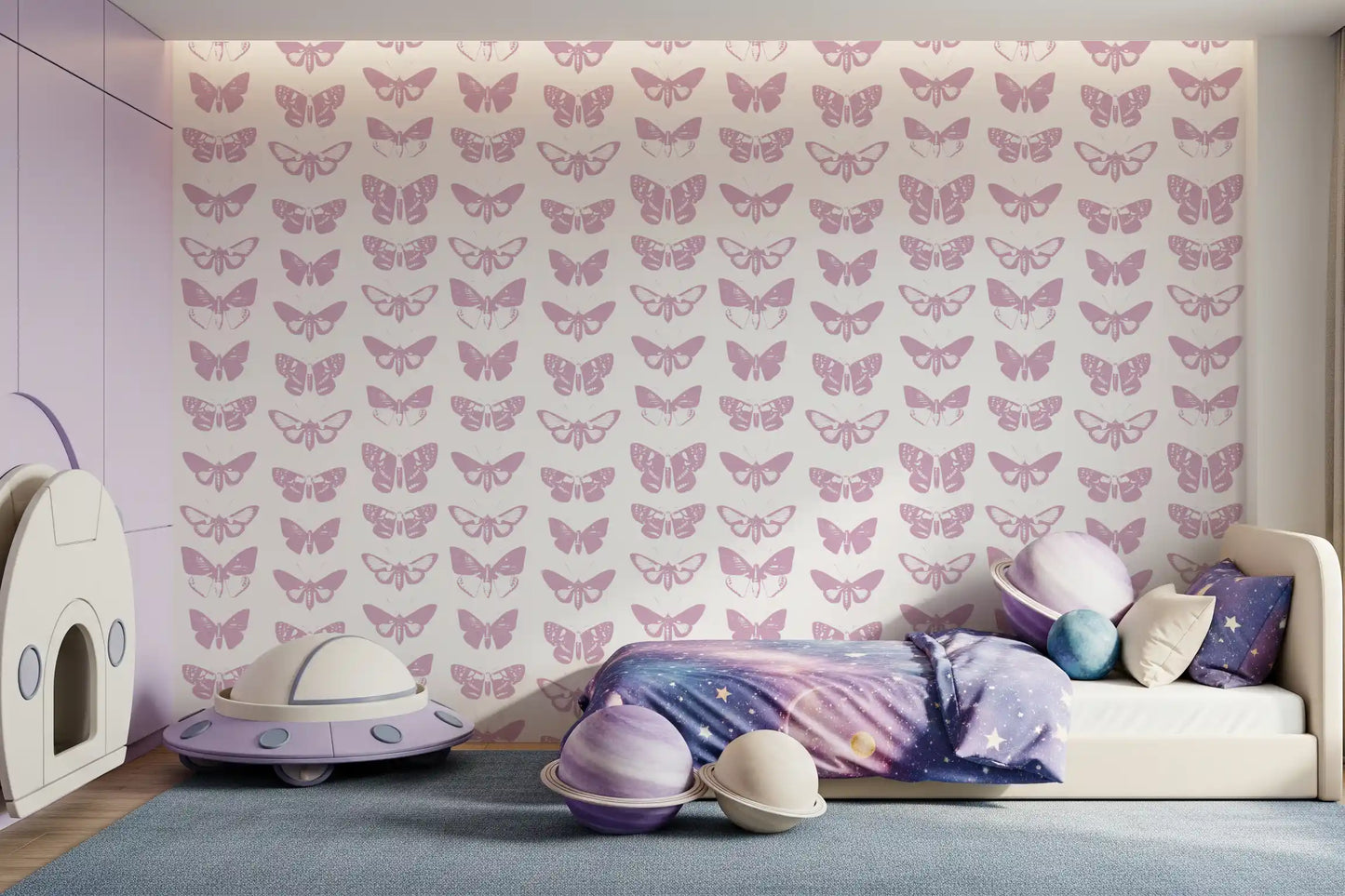 Soft Pink Moth Assemblage Wallpaper⁠