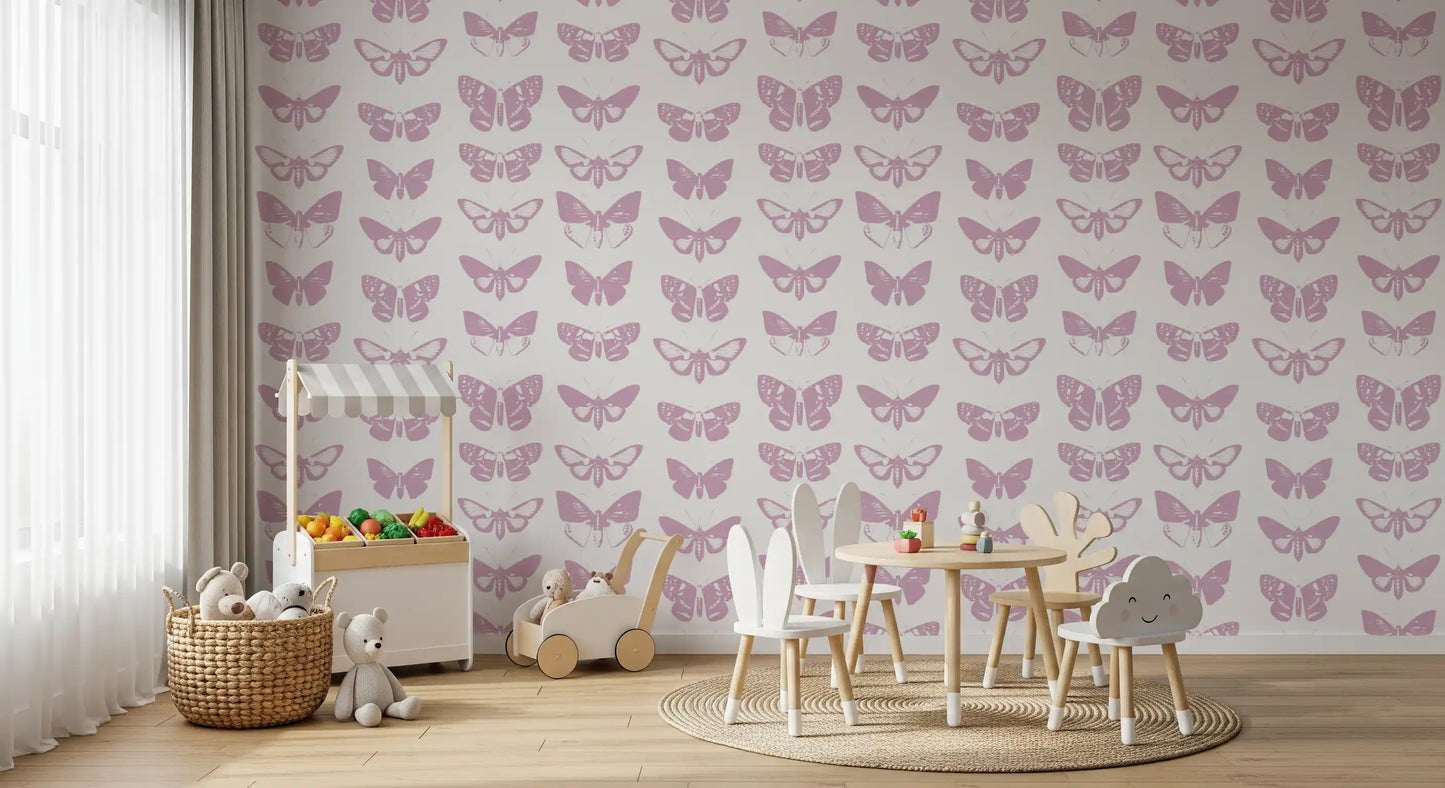 Soft Pink Moth Assemblage Wallpaper⁠