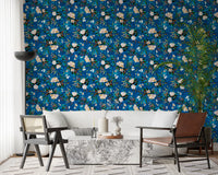 Deep Indigo Botanical Bloom Wallpaper⁠