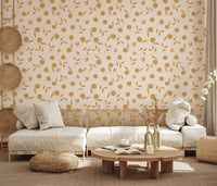 Minimalist Gold Floral Sprigs Wallpaper⁠