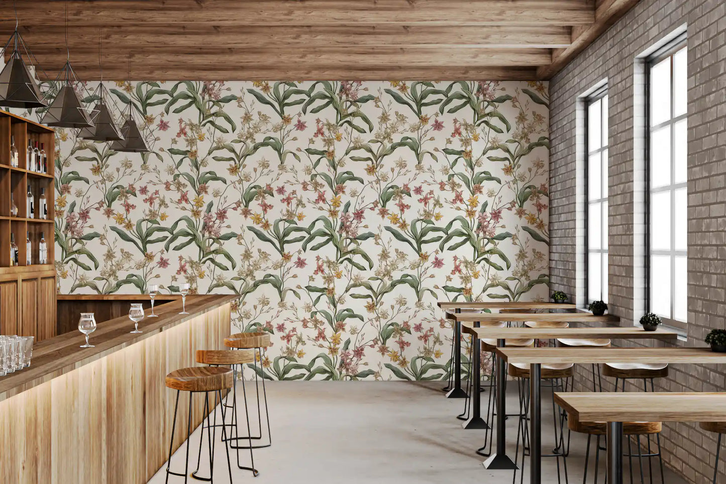 Vintage Botanical Orchid Trail Wallpaper⁠