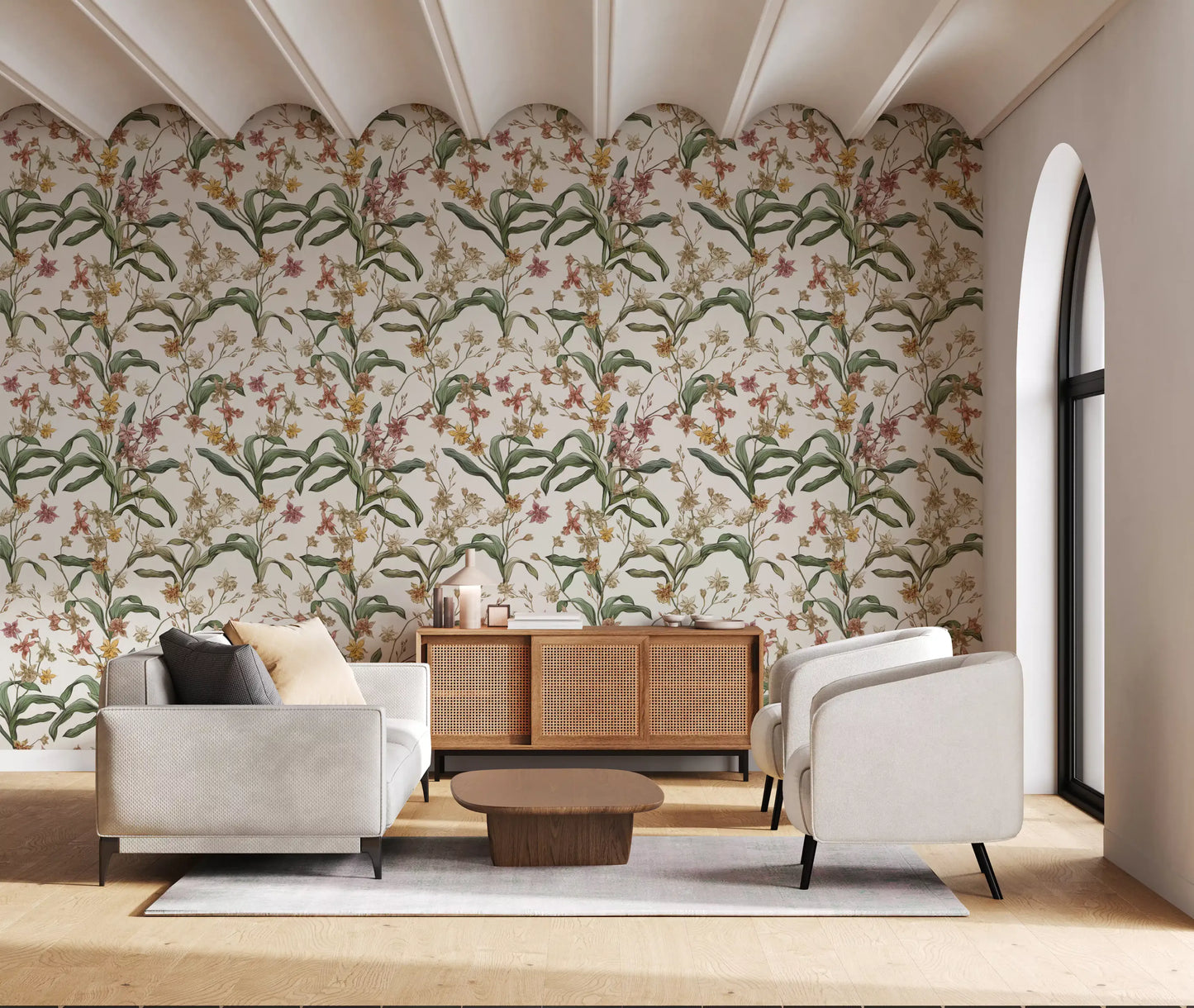 Vintage Botanical Orchid Trail Wallpaper⁠