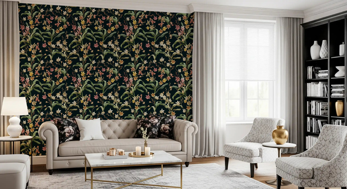 Midnight Botanical Orchard Wallpaper⁠