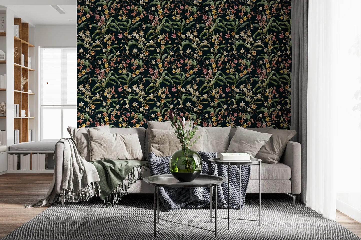 Midnight Botanical Orchard Wallpaper⁠