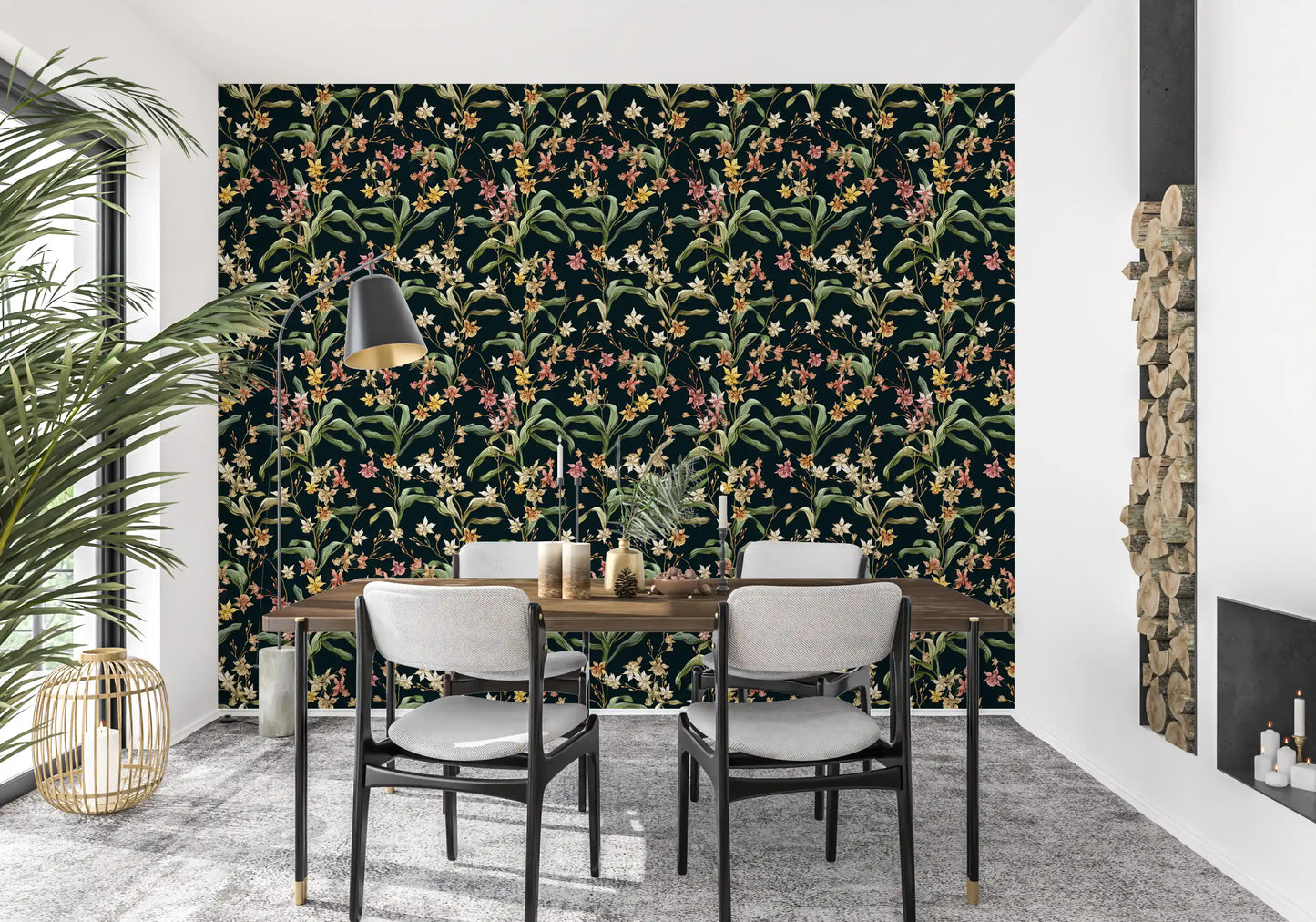 Midnight Botanical Orchard Wallpaper⁠