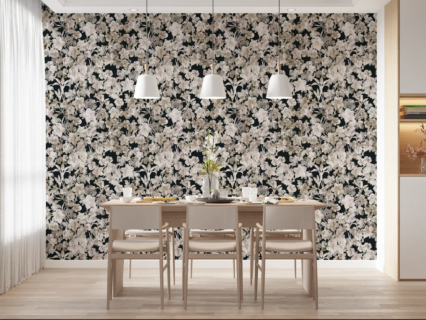 Rustic Floral Silhouette Art Wallpaper⁠