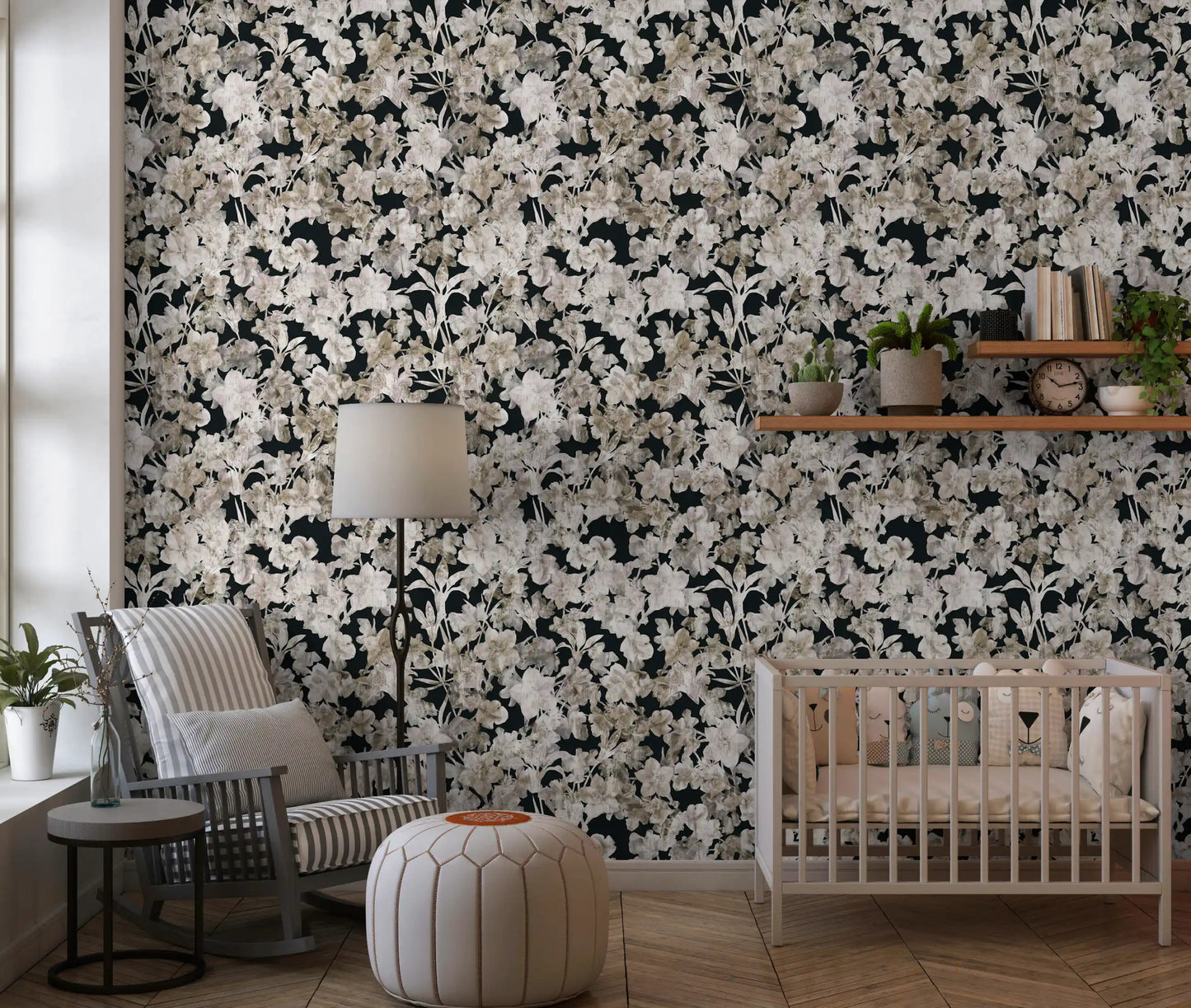 Rustic Floral Silhouette Art Wallpaper⁠