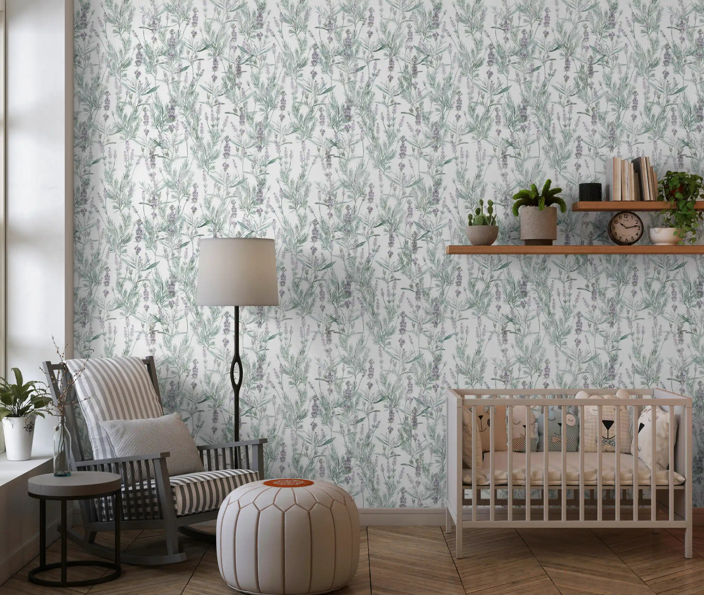Serene Lavender Sprigs Botanical Wallpaper⁠