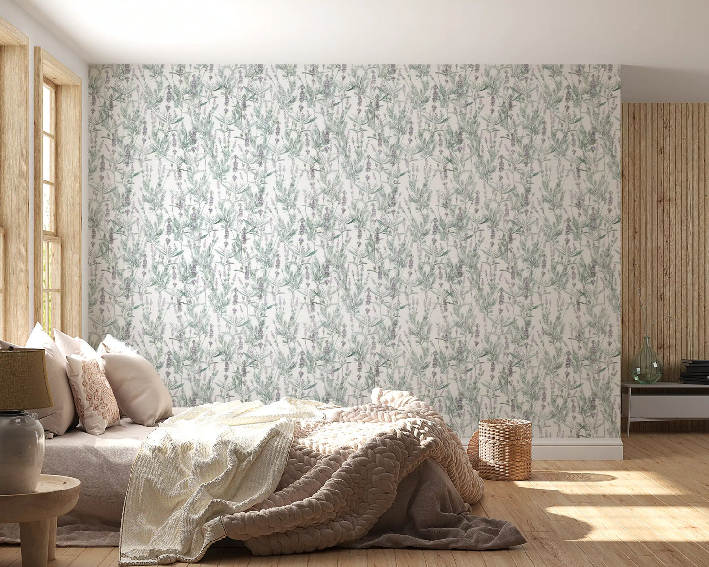 Serene Lavender Sprigs Botanical Wallpaper⁠