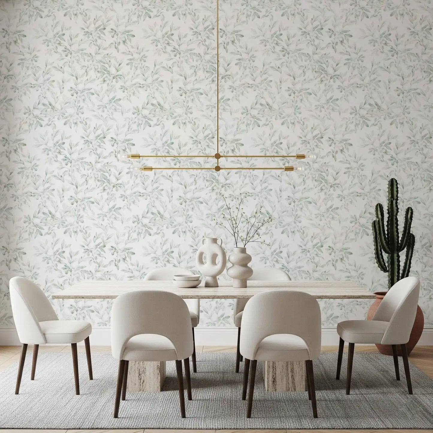 Ethereal Green Leaf Etchings Wallpaper⁠