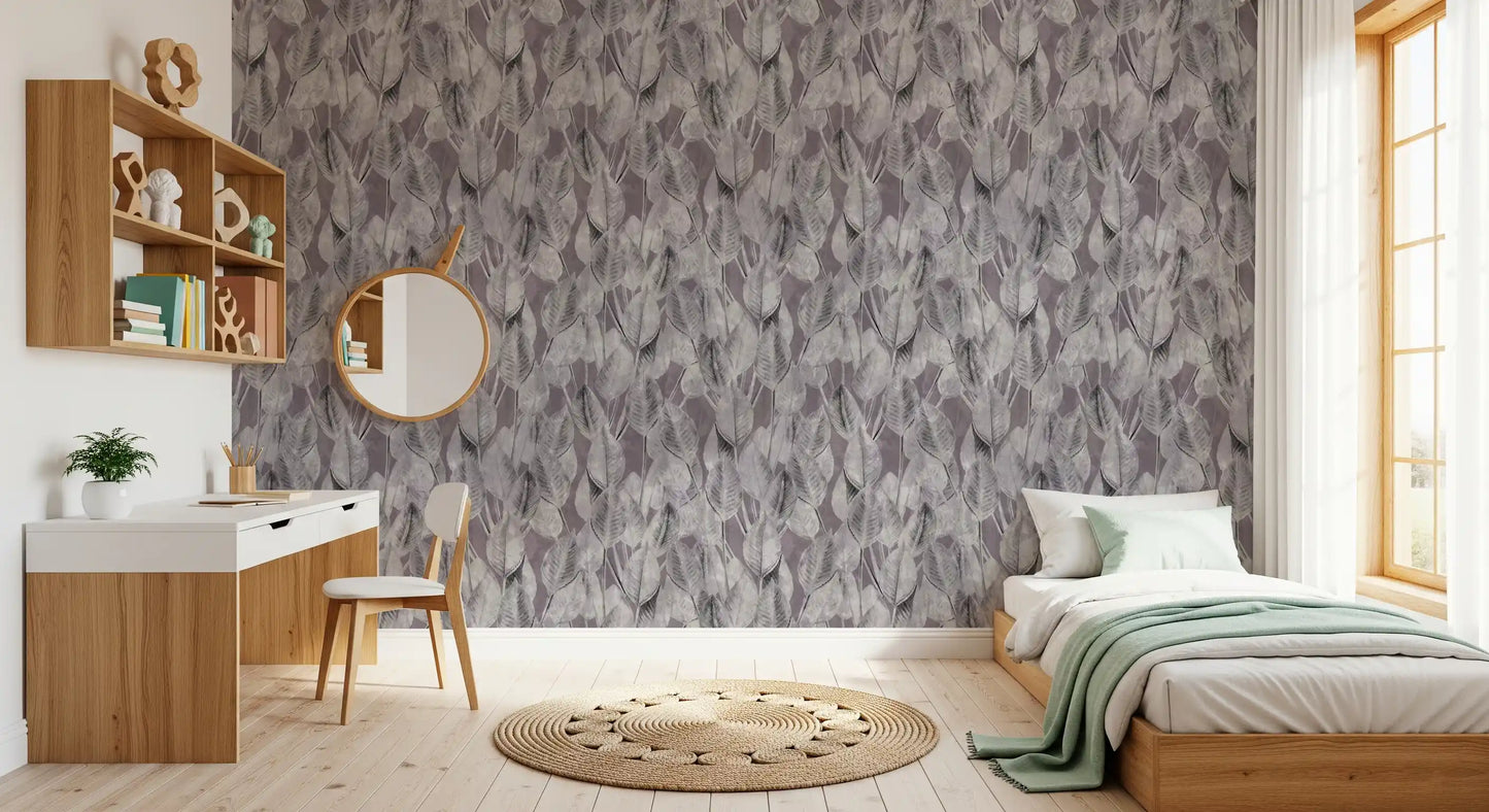 Muted Mauve Leaf Silhouette Wallpaper⁠