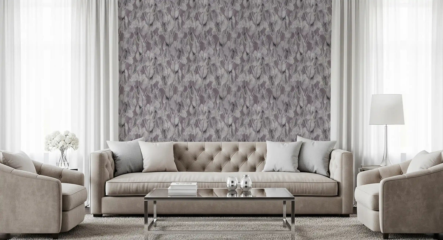 Muted Mauve Leaf Silhouette Wallpaper⁠