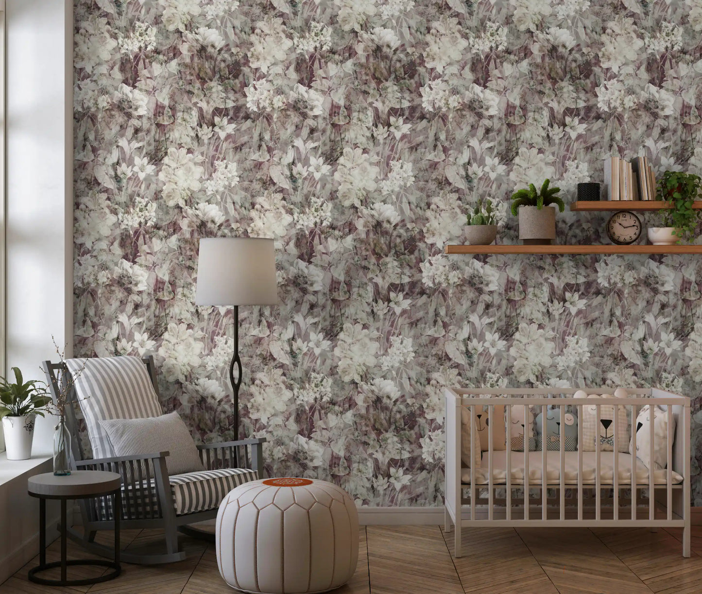 Ethereal Botanical Distressed Garden Wallpaper⁠