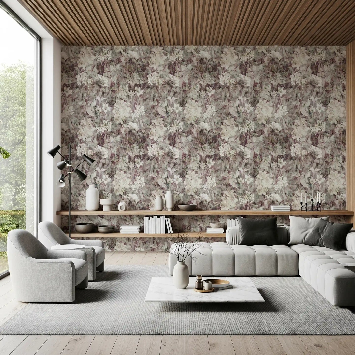 Ethereal Botanical Distressed Garden Wallpaper⁠