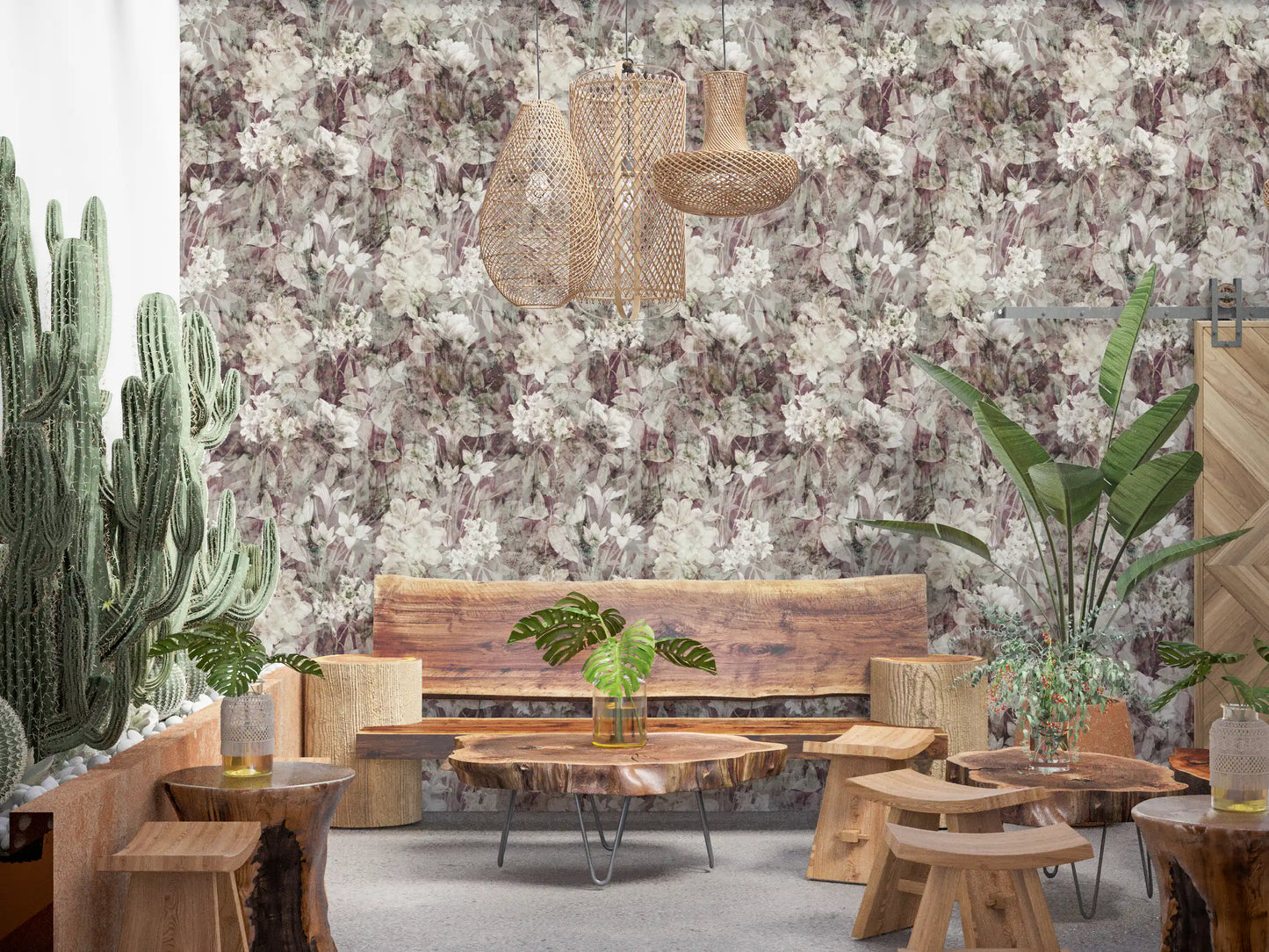 Ethereal Botanical Distressed Garden Wallpaper⁠