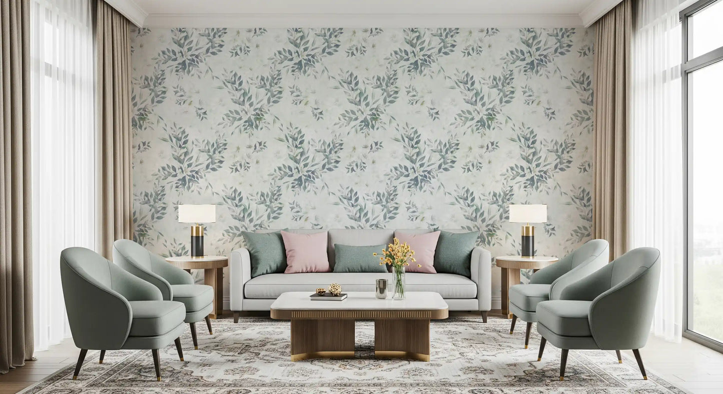 Muted Sage Botanical Sprigs Wallpaper⁠