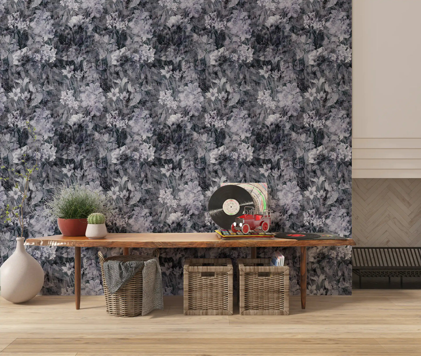Midnight Flora Grunge Wallpaper⁠