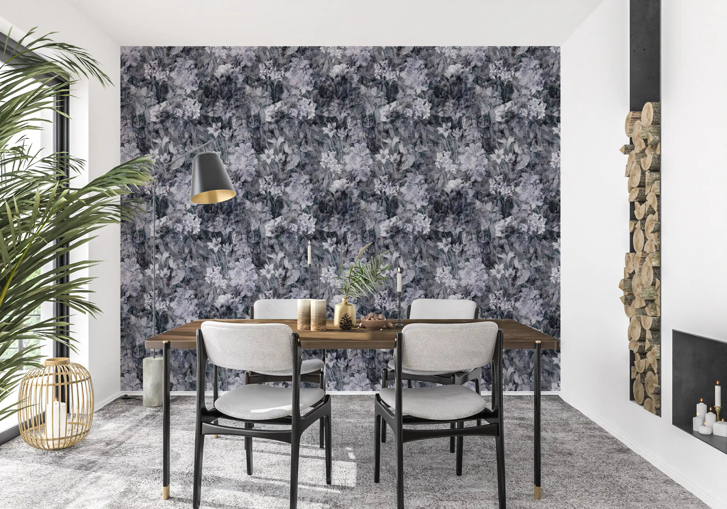 Midnight Flora Grunge Wallpaper⁠