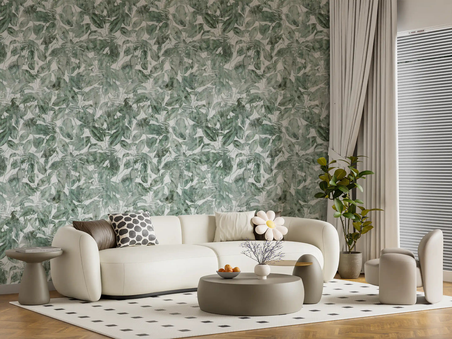 Sage Botanical Forest Print Wallpaper⁠