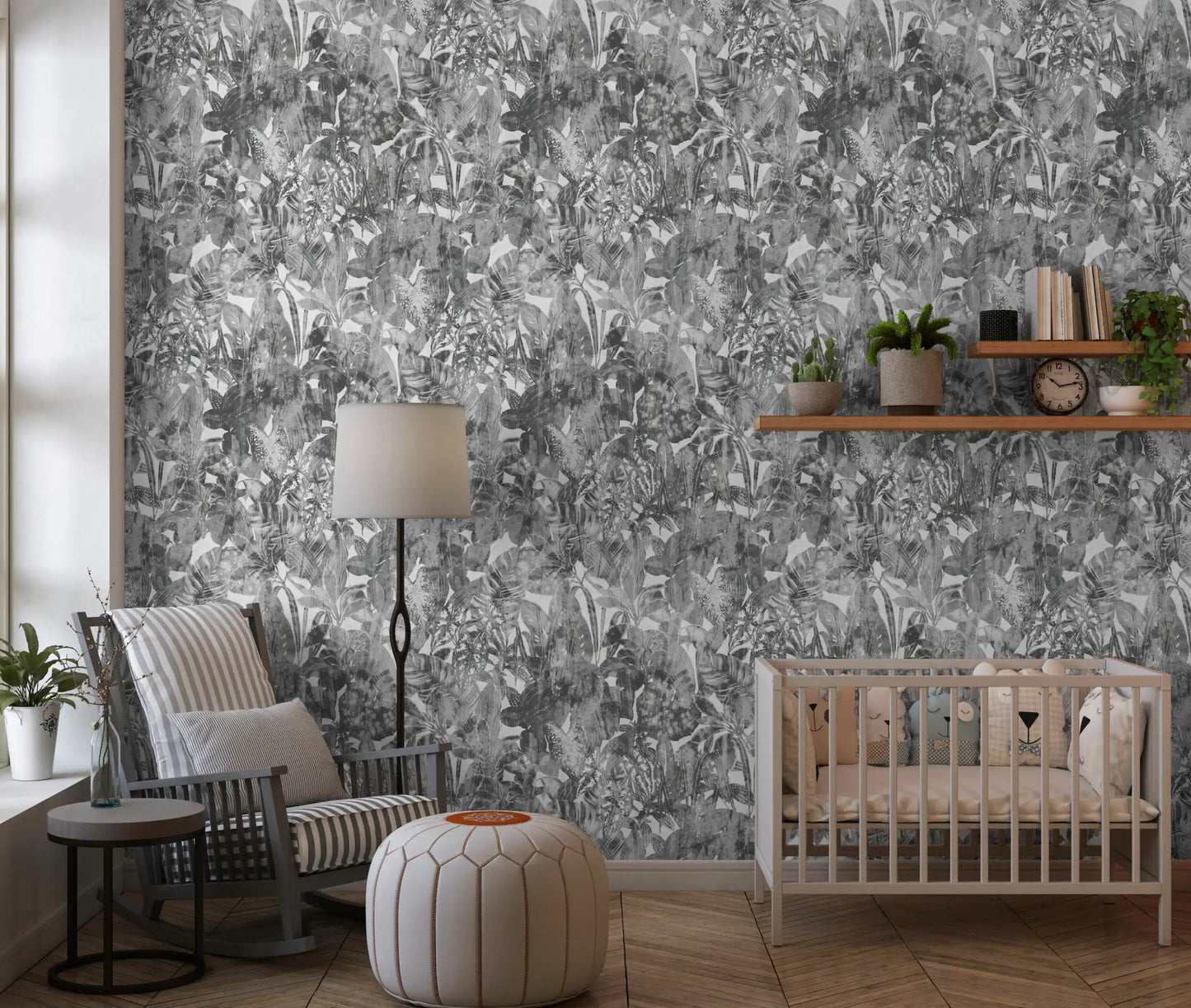 Monochrome Jungle Foliage Wallpaper⁠