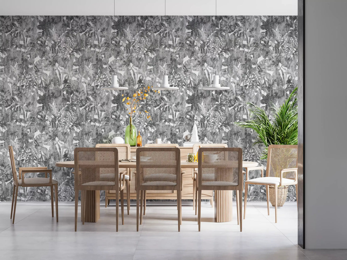 Monochrome Jungle Foliage Wallpaper⁠
