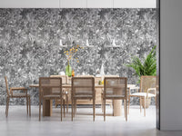 Monochrome Jungle Foliage Wallpaper⁠