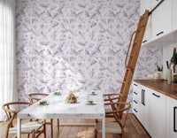 Muted Lavender Botanical Leaf Trail Wallpaper⁠