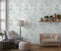Ethereal Sage Leaf Botanical Repeat Wallpaper⁠