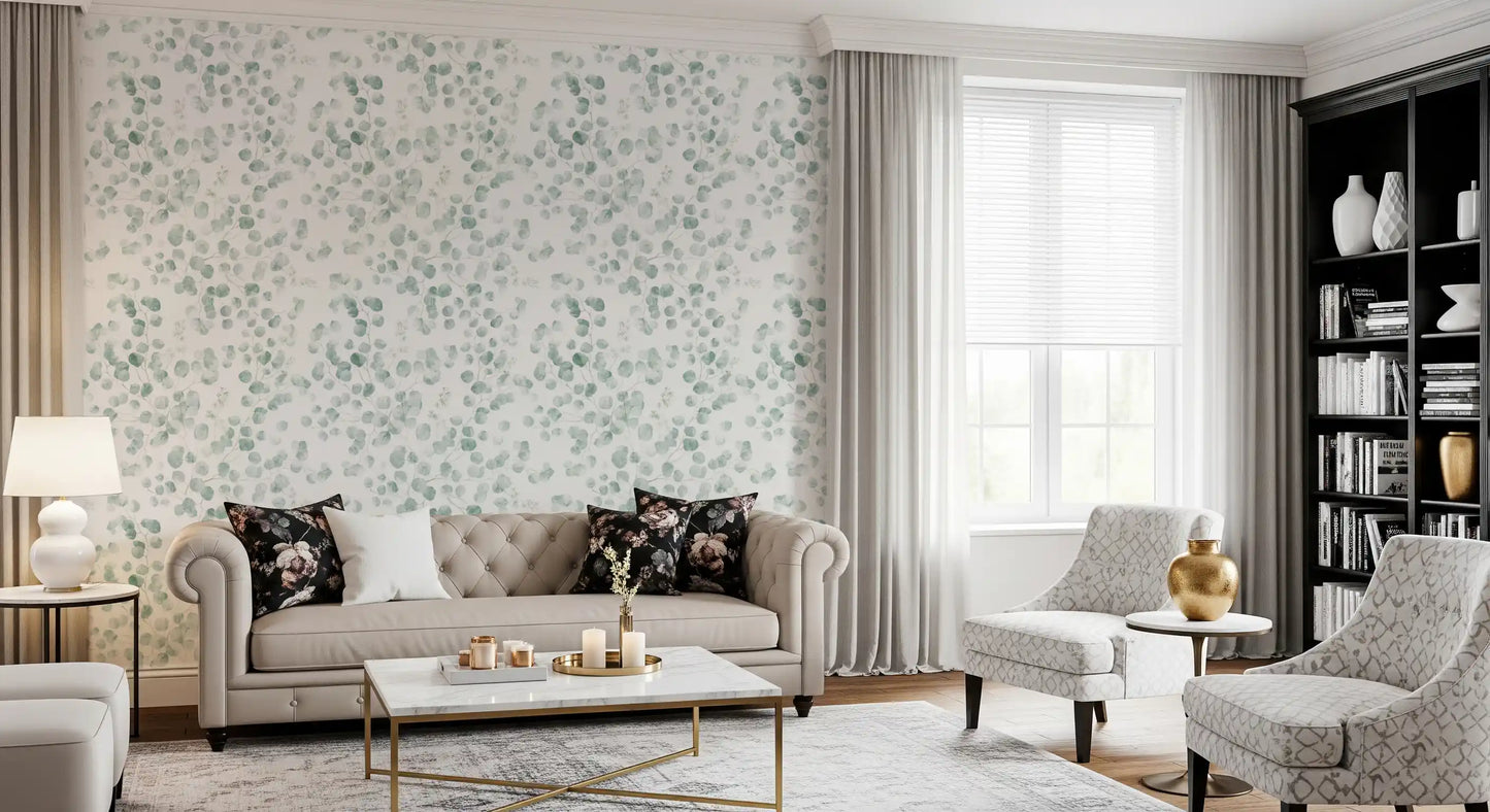 Ethereal Sage Leaf Botanical Repeat Wallpaper⁠