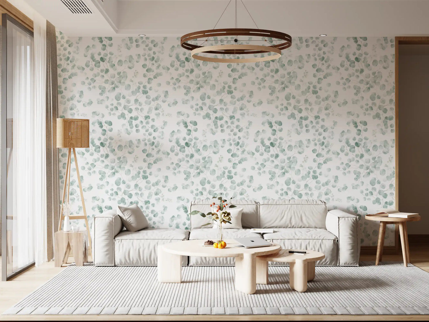 Ethereal Sage Leaf Botanical Repeat Wallpaper⁠